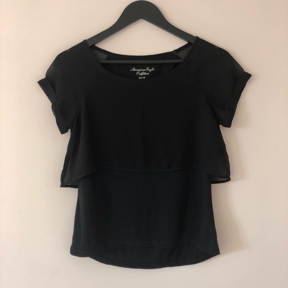 3/$20 🖤 American Eagle Black chiffon top - Picture 4 of 5
